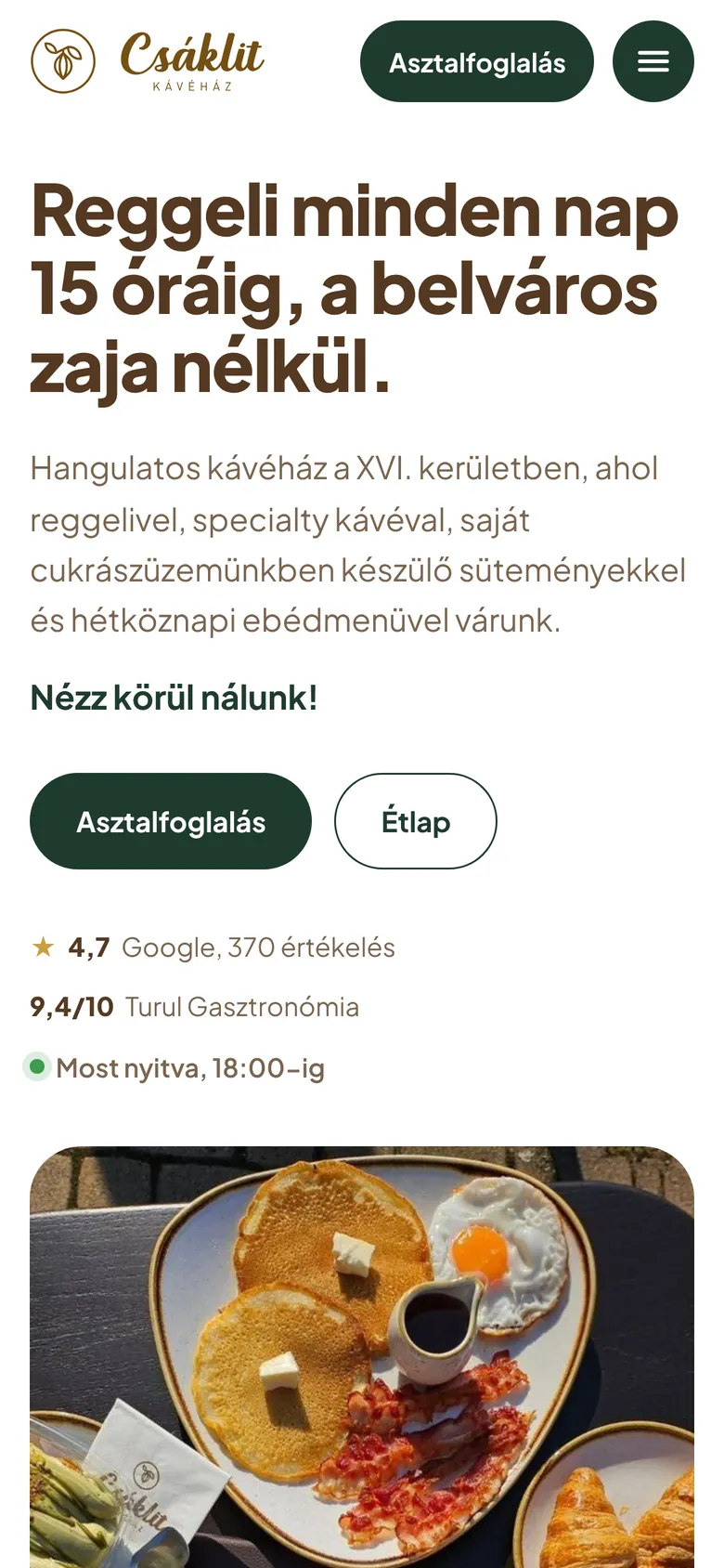 A főoldal telefonon